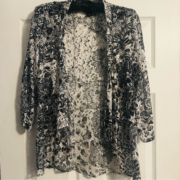 Perceptions New York Womens Lace Open Front Floral Cardigan size 12 - Picture 1 of 7
